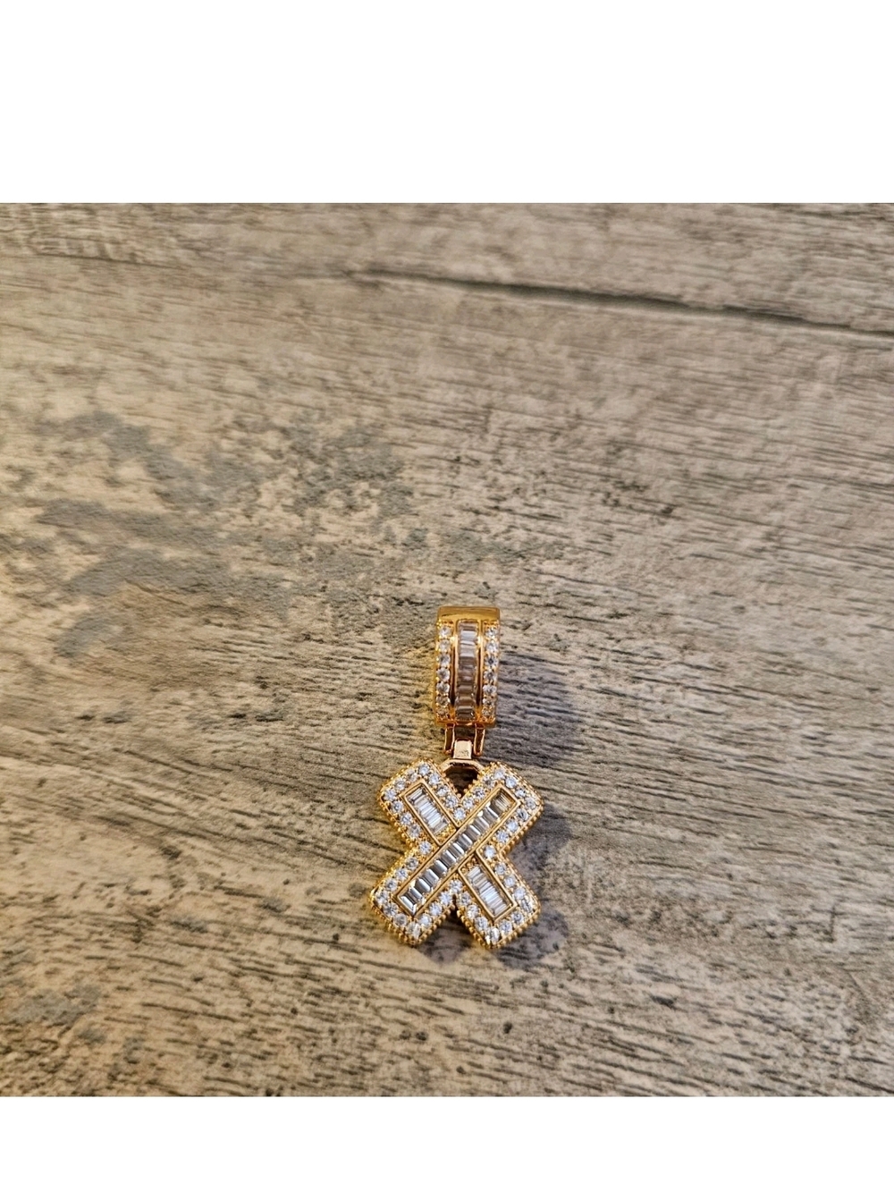 Gold-Tone Crystal Cross Pendant Charm - Women Jewelry